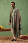 Buy_DUSALA_Grey Paisley Ekaraj Pashmina Shawl _at_Aza_Fashions