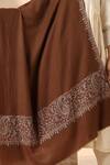 DUSALA_Brown Sozni Leena Embroidered Pashmina Shawl _at_Aza_Fashions