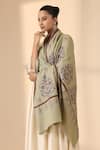 Shop_DUSALA_Beige Kalamkari Phul Kaar Kira Embroidered Pashmina Shawl _Online_at_Aza_Fashions