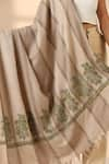 DUSALA_Beige Phulkaari Isla Embroidered Pashmina Shawl _at_Aza_Fashions