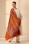 Buy_DUSALA_Orange Phulkaari Adya Embroidered Pashmina Shawl _Online_at_Aza_Fashions