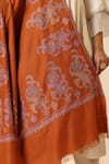 Shop_DUSALA_Orange Phulkaari Adya Embroidered Pashmina Shawl _Online_at_Aza_Fashions