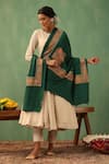 Buy_DUSALA_Green Paisley Floral Adija Cashmere Shawl _at_Aza_Fashions