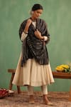 DUSALA_Black Floral Dinesha Cashmere Shawl _Online_at_Aza_Fashions