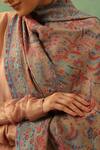 DUSALA_Beige Floral Mazi Cashmere Stole _Online_at_Aza_Fashions