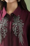 Namrata Joshipura_Purple Embellished Crystals Collared Neck Merlot Floral Shirt _Online_at_Aza_Fashions