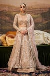 Buy_Itrh_Pink Organza Embroidered Rang De Gulaab Floral Mirrorwork Bridal Lehenga Set _at_Aza_Fashions