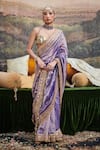 Buy_Itrh_Purple Blouse Lampi Embroidered Patti Krishna Leela Saree With _at_Aza_Fashions