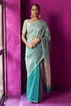 Buy_FIVE POINT FIVE_Blue Chanderi Woven Shabana Asymmetric Detailed Saree With Running Blouse Piece _at_Aza_Fashions