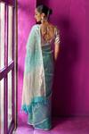 Shop_FIVE POINT FIVE_Blue Chanderi Woven Shabana Asymmetric Detailed Saree With Running Blouse Piece _at_Aza_Fashions