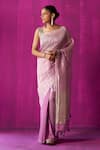 Buy_FIVE POINT FIVE_Purple Chanderi Woven Stripe Shabana Detailed Saree With Running Blouse Piece _at_Aza_Fashions