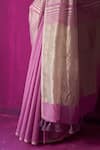 Buy_FIVE POINT FIVE_Purple Chanderi Woven Stripe Shabana Detailed Saree With Running Blouse Piece _Online_at_Aza_Fashions