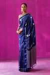 Buy_FIVE POINT FIVE_Blue Soft Silk Woven Geometric Padmini Floral Saree With Running Blouse Piece _at_Aza_Fashions