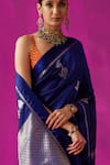 Buy_FIVE POINT FIVE_Blue Soft Silk Woven Geometric Padmini Floral Saree With Running Blouse Piece _Online_at_Aza_Fashions