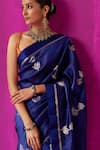 Shop_FIVE POINT FIVE_Blue Soft Silk Woven Geometric Padmini Floral Saree With Running Blouse Piece _Online_at_Aza_Fashions