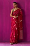 Buy_FIVE POINT FIVE_Magenta Soft Silk Padmini Jaal Detailed Pallu Saree With Running Blouse Piece _at_Aza_Fashions