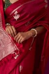 FIVE POINT FIVE_Magenta Soft Silk Padmini Jaal Detailed Pallu Saree With Running Blouse Piece _at_Aza_Fashions