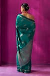 Shop_FIVE POINT FIVE_Green Soft Silk Woven Geometric Madhavi Floral Saree With Running Blouse Piece _at_Aza_Fashions