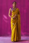 Buy_FIVE POINT FIVE_Yellow Soft Silk Madhavi Jaal Detailed Pallu Saree With Running Blouse Piece _at_Aza_Fashions