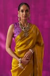 Buy_FIVE POINT FIVE_Yellow Soft Silk Madhavi Jaal Detailed Pallu Saree With Running Blouse Piece _Online_at_Aza_Fashions