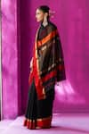 FIVE POINT FIVE_Black Maheshwari Woven Resham Mohini Hem Saree With Running Blouse Piece _Online_at_Aza_Fashions