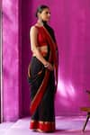 Shop_FIVE POINT FIVE_Black Maheshwari Woven Resham Mohini Hem Saree With Running Blouse Piece _Online_at_Aza_Fashions