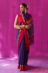 Buy_FIVE POINT FIVE_Purple Maheshwari Woven Mohini Stripe Pallu Saree With Running Blouse Piece _at_Aza_Fashions