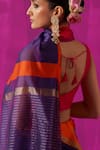 FIVE POINT FIVE_Purple Maheshwari Woven Mohini Stripe Pallu Saree With Running Blouse Piece _Online_at_Aza_Fashions