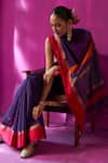 Buy_FIVE POINT FIVE_Purple Maheshwari Woven Mohini Stripe Pallu Saree With Running Blouse Piece _Online_at_Aza_Fashions