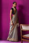 Buy_FIVE POINT FIVE_Black Maheshwari Woven Stripe Roma Detailed Saree With Running Blouse Piece _Online_at_Aza_Fashions