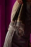 Shop_FIVE POINT FIVE_Black Maheshwari Woven Stripe Roma Detailed Saree With Running Blouse Piece _Online_at_Aza_Fashions