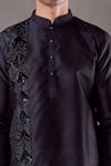 Buy_Aryavir Malhotra_Black Kurta Silk Blend Embroidery Zardozi Diamond Placement Set 