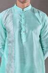 Buy_Aryavir Malhotra_Blue Kurta Silk Blend Embroidery Thread Set 