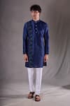 Buy_Arihant Rai Sinha_Blue , Satin, Chanderi Cut Cutdana Placement Embroidered Kurta Set _Online_at_Aza_Fashions