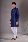 Shop_Arihant Rai Sinha_Blue , Satin, Chanderi Cut Cutdana Placement Embroidered Kurta Set _Online_at_Aza_Fashions