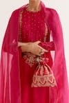 Buy_Devnaagri_Pink Silk Satin Embroidery Dori Round Neck Gul And Sequin Kurta & Dhoti Pant Set 