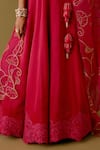 Buy_Devnaagri_Pink Silk Satin Embroidery Dori V Neck Florence Bloom Lehenga Set 