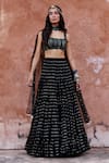 Buy_Chamee and Palak_Black Georgette Embroidered Sequin Square August Lehenga Set _at_Aza_Fashions