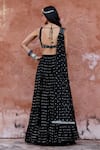 Chamee and Palak_Black Georgette Embroidered Sequin Square August Lehenga Set _Online_at_Aza_Fashions