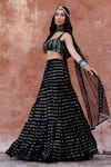 Shop_Chamee and Palak_Black Georgette Embroidered Sequin Square August Lehenga Set _at_Aza_Fashions