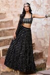 Buy_Chamee and Palak_Black Georgette Embroidered Sequin Square August Lehenga Set 