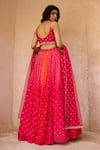 Chamee and Palak_Pink Georgette Embroidered Zardosi Sweetheart Aries Ombre Lehenga Set _Online_at_Aza_Fashions