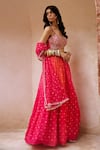 Shop_Chamee and Palak_Pink Georgette Embroidered Zardosi Sweetheart Aries Ombre Lehenga Set _Online_at_Aza_Fashions