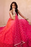 Buy_Chamee and Palak_Pink Georgette Embroidered Zardosi Sweetheart Aries Ombre Lehenga Set 