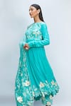 Buy_Priyanka Jain_Blue Italian Crepe Embroidered Floral Key Hole Anarkali Pant Set _Online_at_Aza_Fashions