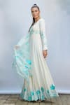 Priyanka Jain_Ivory Italian Crepe Embroidered Floral Plunge V Aari Anarkali Set _at_Aza_Fashions