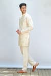 Buy_Priyanka Jain_Ivory Cotton Silk Embroidery Thread Kurta Set _Online_at_Aza_Fashions