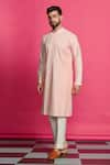 Buy_Priyanka Jain_Pink Cotton Silk Embroidery Gota Pintuck Kurta Set _Online_at_Aza_Fashions