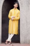 Buy_Priyanka Jain_Yellow Georgette Embroidery Zari Work Kurta Set _at_Aza_Fashions