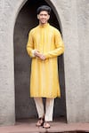 Buy_Priyanka Jain_Yellow Georgette Embroidery Zari Work Kurta Set _Online_at_Aza_Fashions